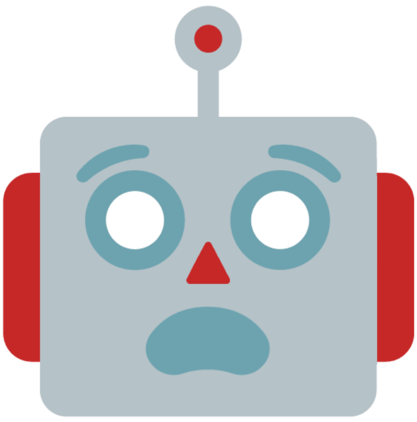 The robot emoji with a scared look.